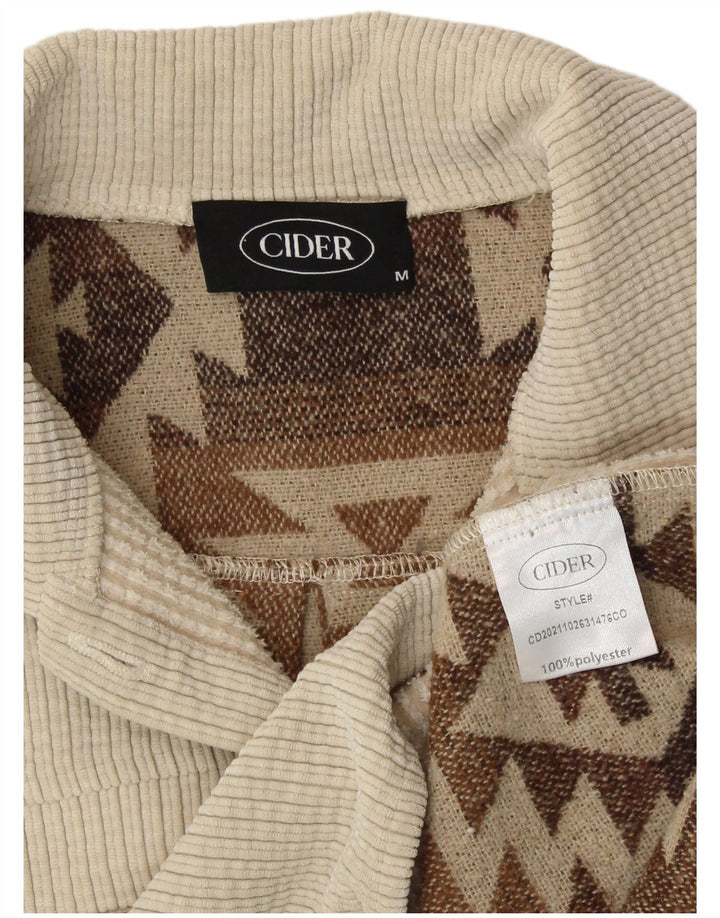 CIDER Camisa sobrecamisa para mujer UK 40 Medio Beige Geométrico Poliéster Azteca
