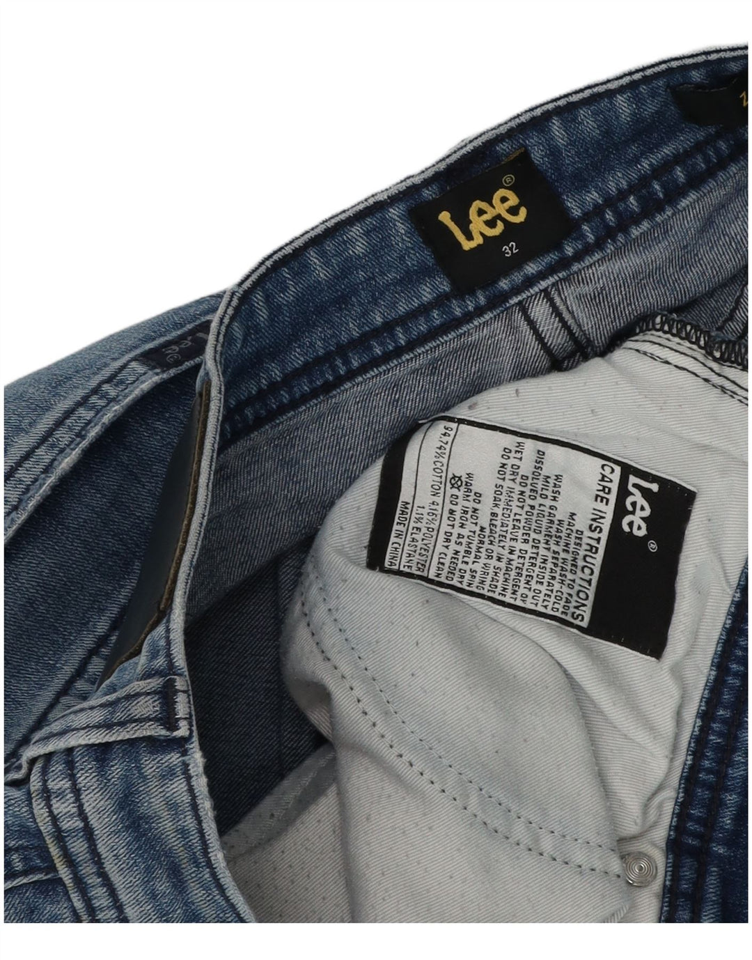 Lee Mens Shorts De Mezclilla Desgastados W32 Algodón Azul Medio