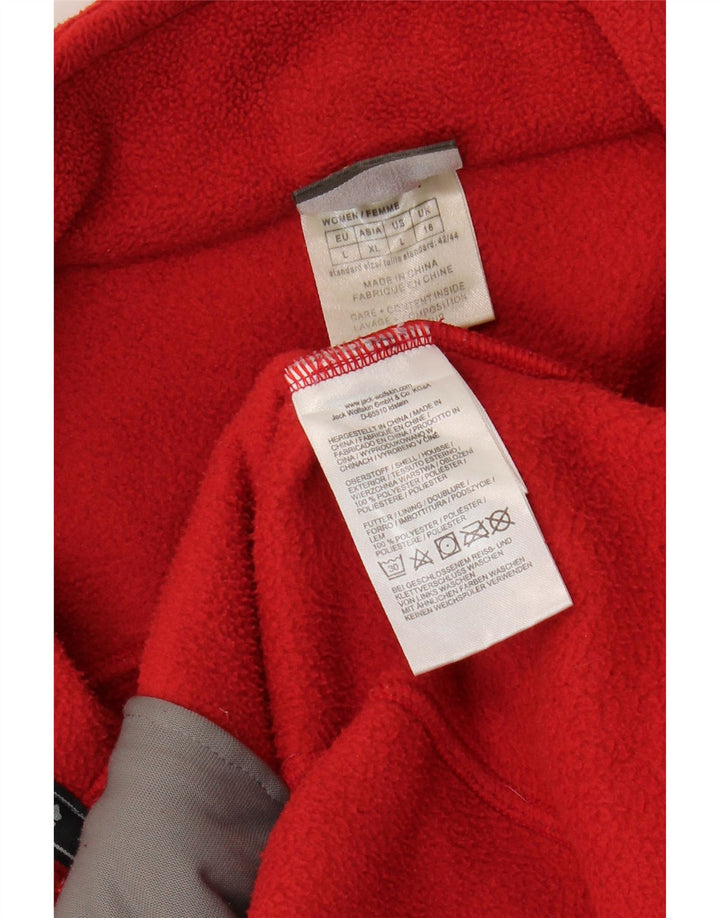 Jack Wolfskin Chaqueta polar con forro para mujer UK 46 Poliéster rojo grande