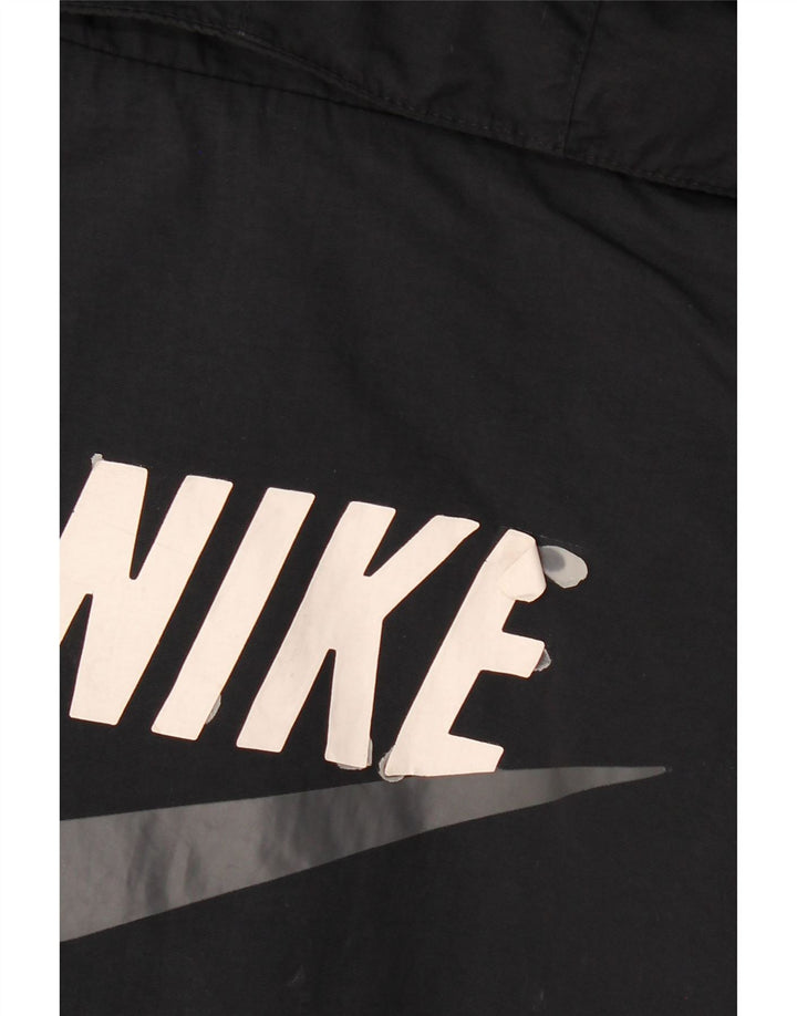 Nike Chaqueta cortavientos con capucha para niños de 12 a 13 años, talla grande, nailon negro