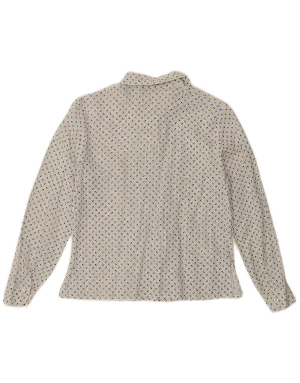 Vintage mujer camisa Reino Unido 14 medio blanco floral