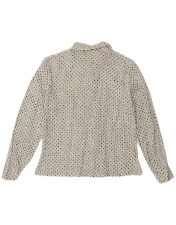 Vintage mujer camisa Reino Unido 14 medio blanco floral