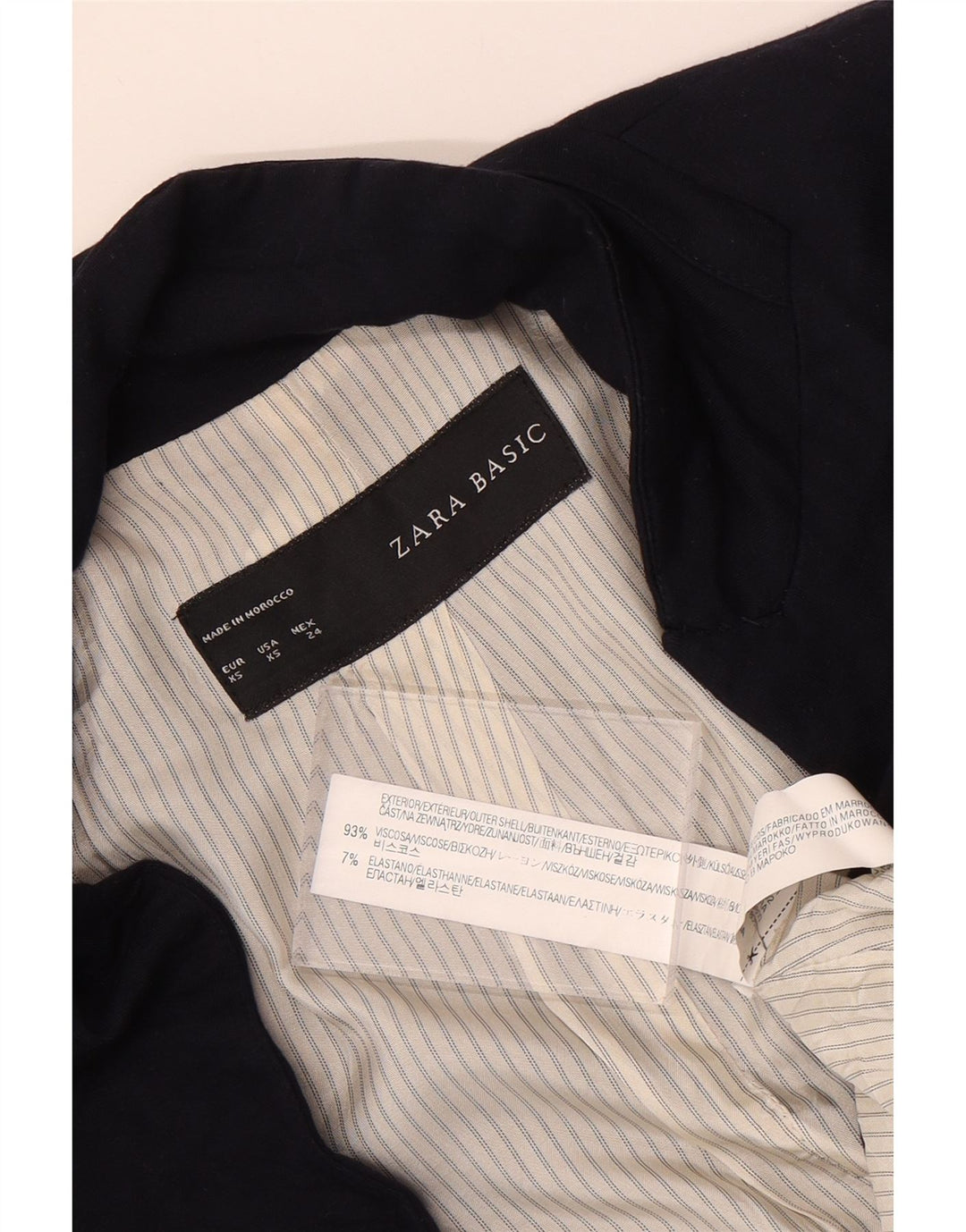 ZARA Mujer Chaqueta Blazer De 1 Botón UK 6 XS Viscosa Azul Marino