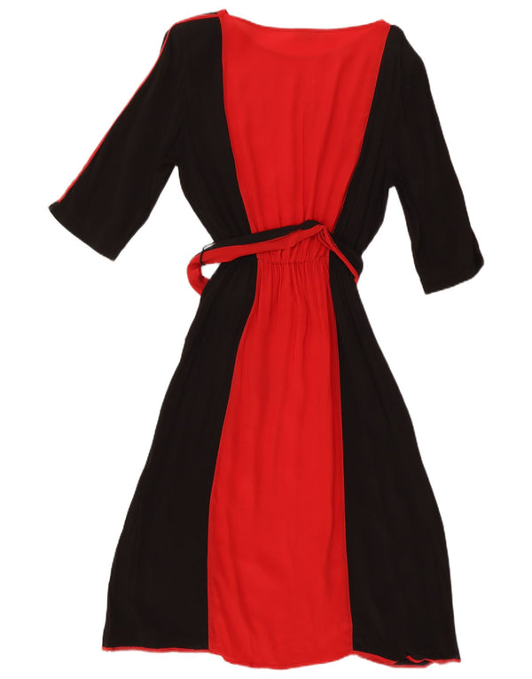 Vestido largo para mujer Marika Blu UK 46 Acetato con bloques de color rojo grande