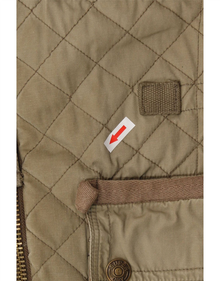 Superdry Chaqueta Acolchada Motorstyle Graphic Mujer UK 40 Small Caqui