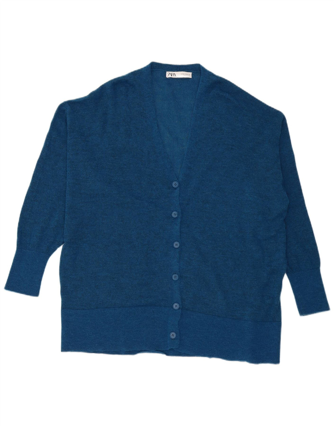 Zara Mujer Suéter Cárdigan Extragrande UK 44 Azul Medio