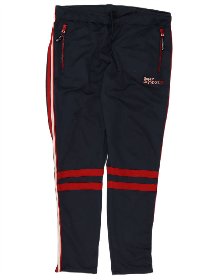 Superdry Hombre Pantalones De Chándal Gráfico XL Poliéster De Rayas Azul Marino