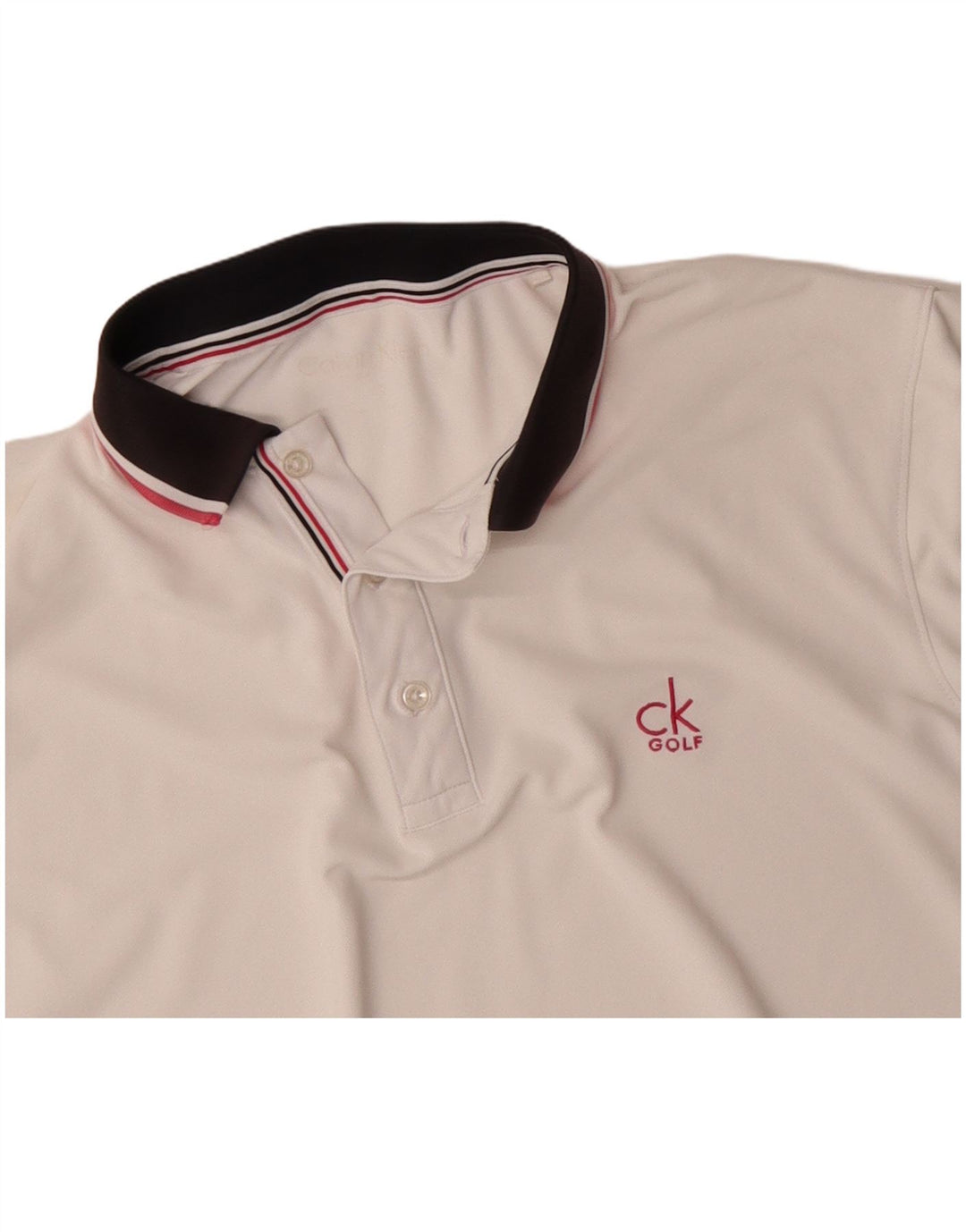 CALVIN KLEIN Polo de golf para hombre Grande Blanco Colorblock Poliéster