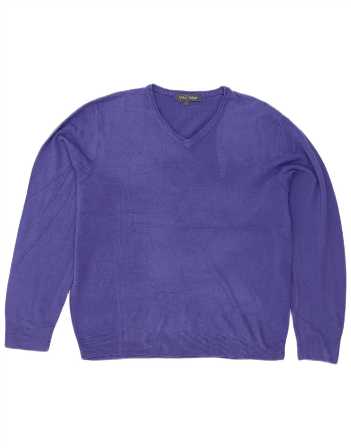 Marks & Spencer Suéter con Cuello en V para Hombre Acrílico Púrpura Grande