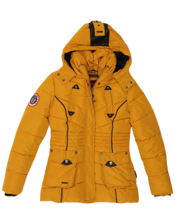 Marikoo Chaqueta acolchada con capucha para mujer UK 6 XS Poliéster amarillo