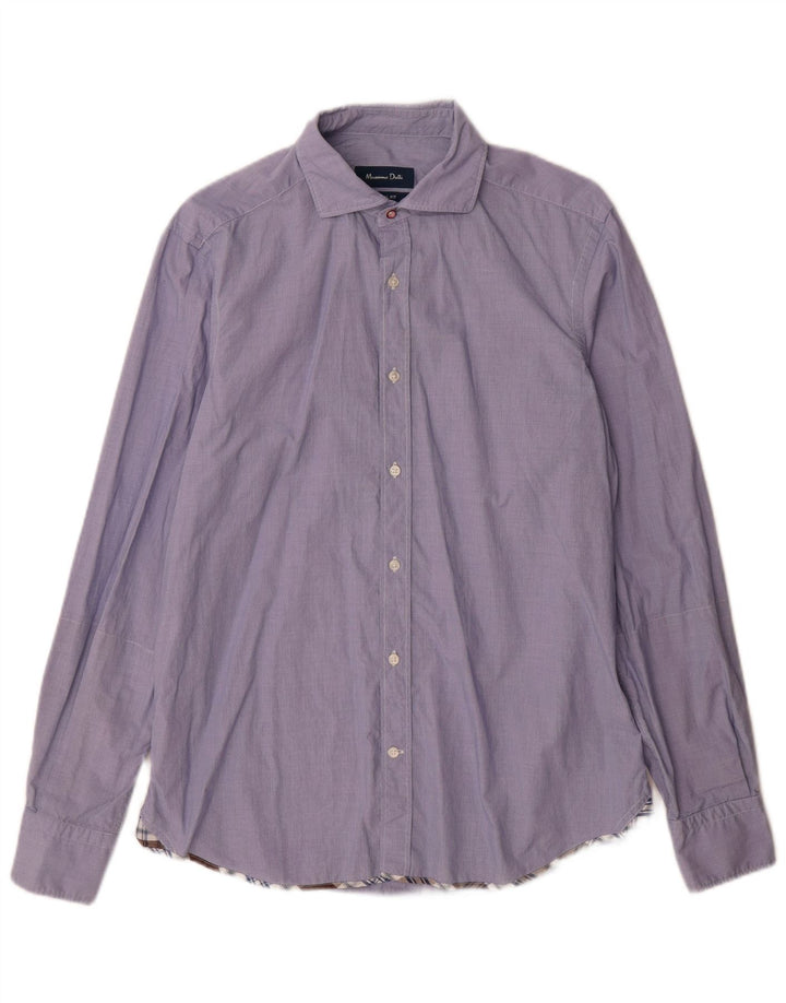 Camisa Massimo Dutti Hombre Casual Fit Cuadros Azul Medio
