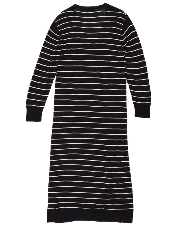 Zara Mujer Jersey Cárdigan Largo UK 40 Medio Viscosa Rayas Negras