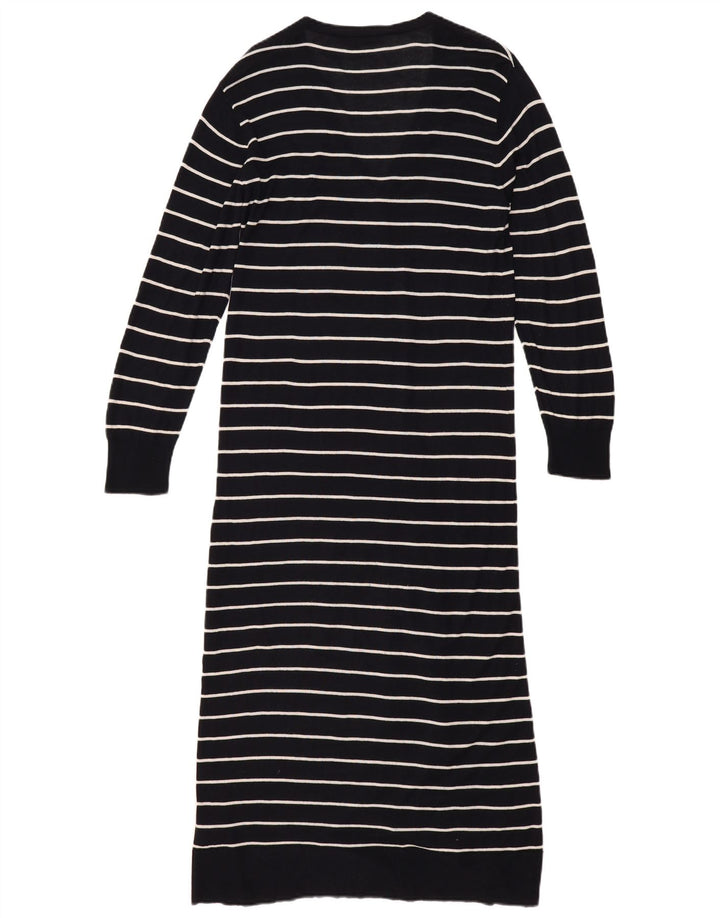 Zara Mujer Jersey Cárdigan Largo UK 40 Medio Viscosa Rayas Negras