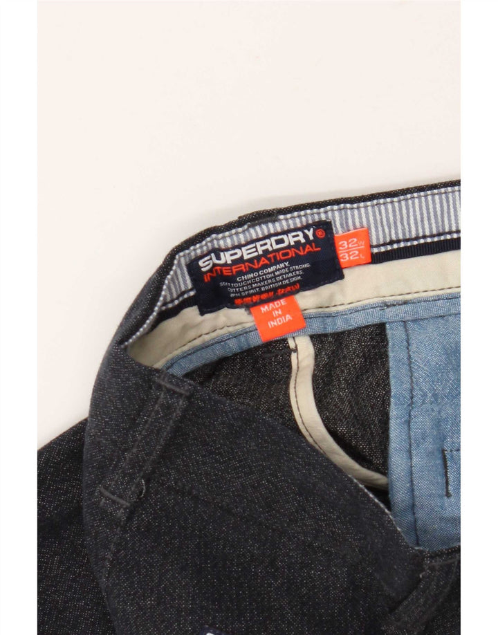 Superdry Pantalón chino ajustado para hombre W32 L29 Azul marino