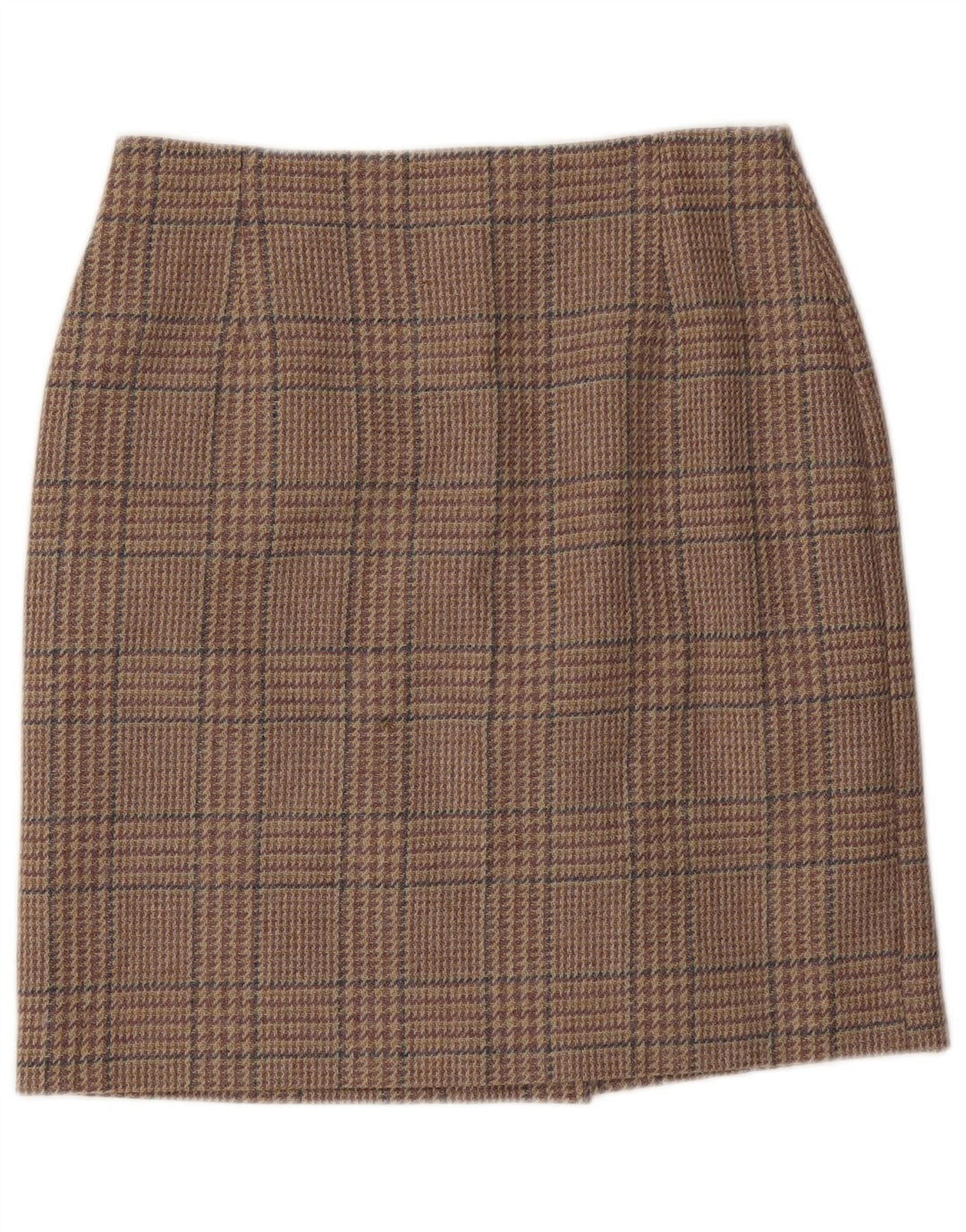 MAX MARA Womens Straight Skirt UK 16 Large W32 Beige Houndstooth Wool