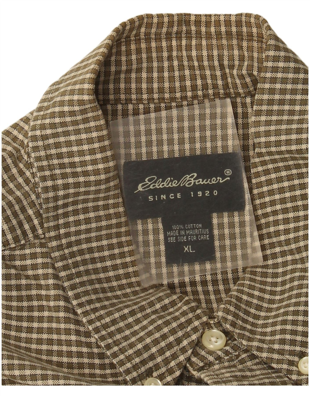 Eddie Bauer Camisa Hombre XL Marrón Cuadros Algodón