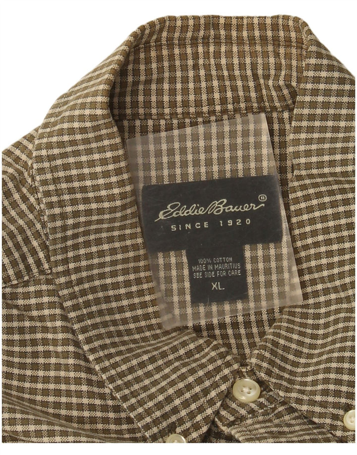 Eddie Bauer Camisa Hombre XL Marrón Cuadros Algodón