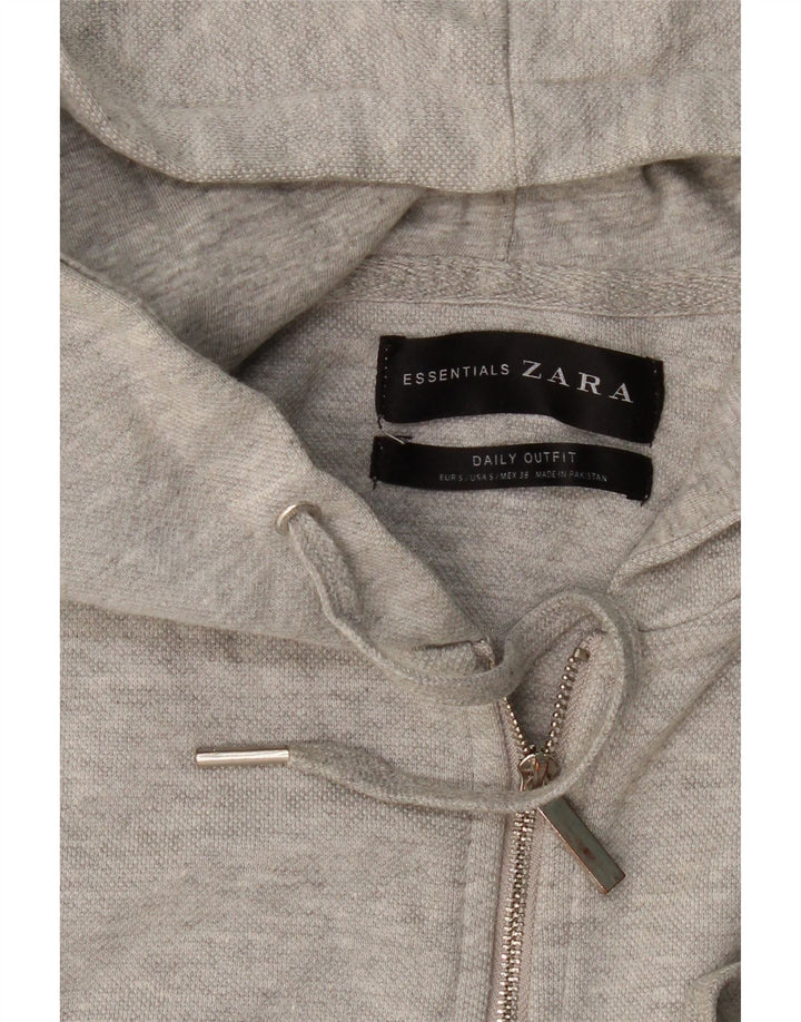 Zara Mens Zip Sudadera Con Capucha Suéter Pequeño Gris