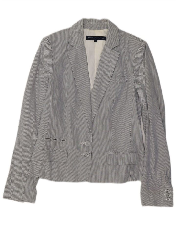 FRENCH CONNECTION Chaqueta tipo blazer para mujer UK 10 Small Blue Pinstripe
