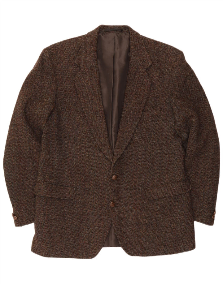 Harris Tweed Chaqueta tipo blazer de 2 botones para hombre UK 44 2XL Lana a cuadros marrón