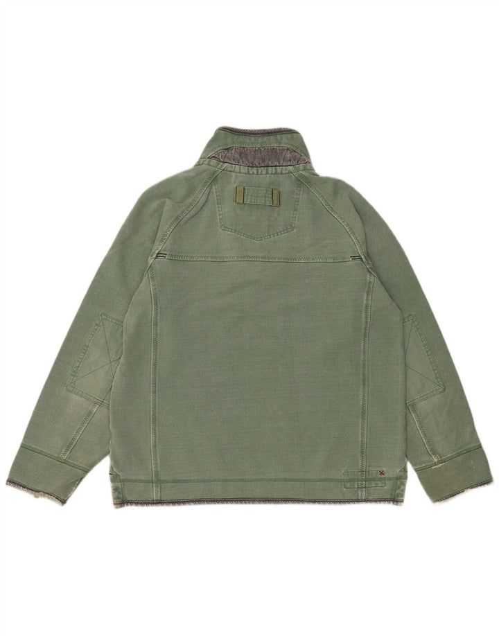 Sudadera con capucha y cuello con cremallera para hombre Fat Face Jersey de algodón verde medio