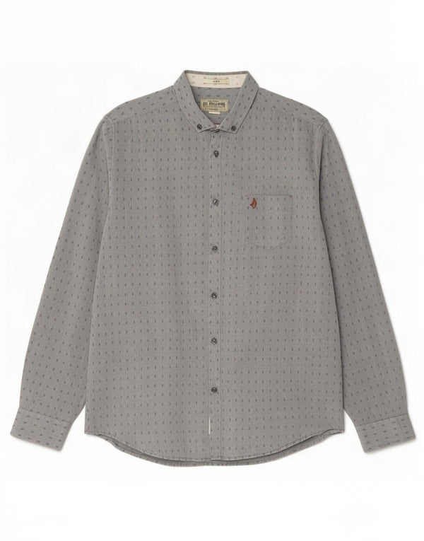 Camisa Marlboro Classics Hombre XL Algodón Manchado Gris