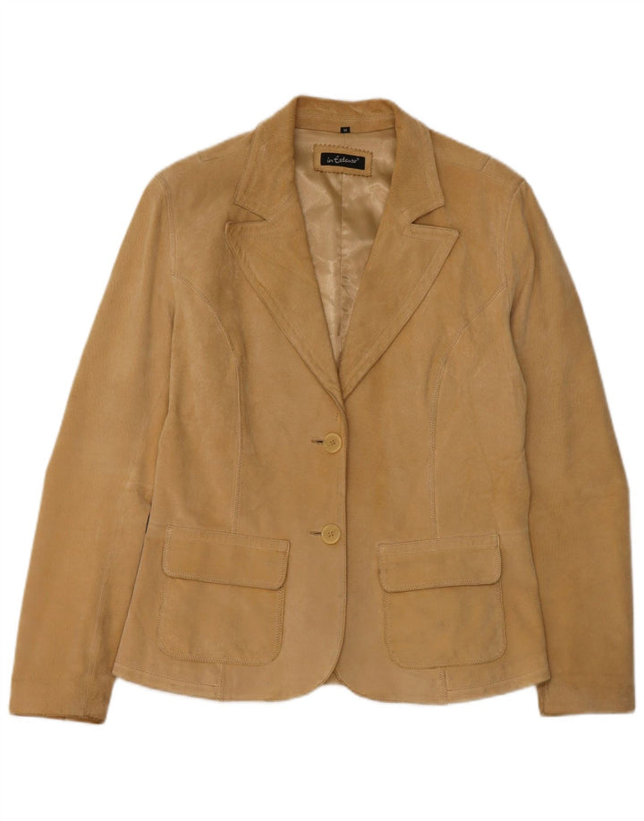 In Extenso Chaqueta tipo blazer de ante con 2 botones para mujer UK 44 Cuero beige medio