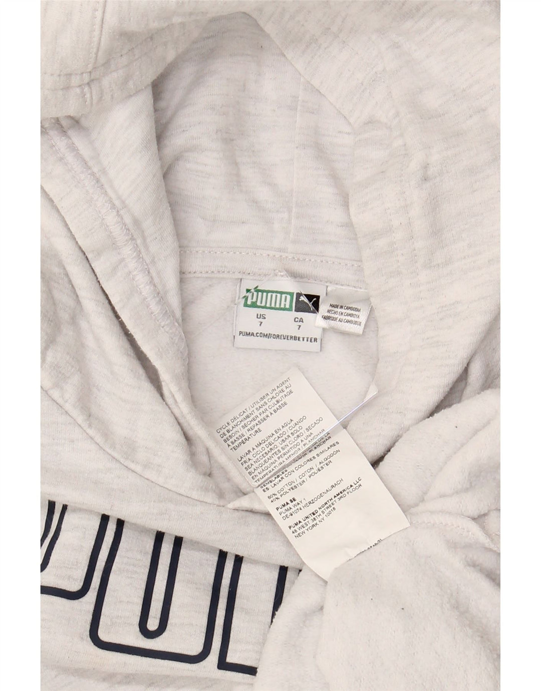 PUMA Sudadera con capucha gráfica para niñas 6-7 años Algodón gris