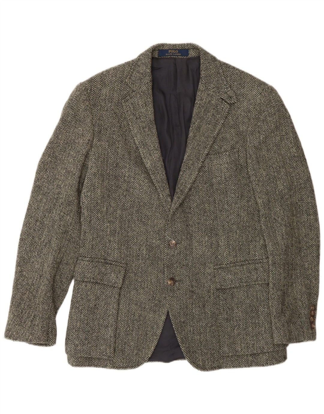 Polo Ralph Lauren Chaqueta Blazer de 2 Botones para Hombre US 40 Grande Gris Chevron Lana