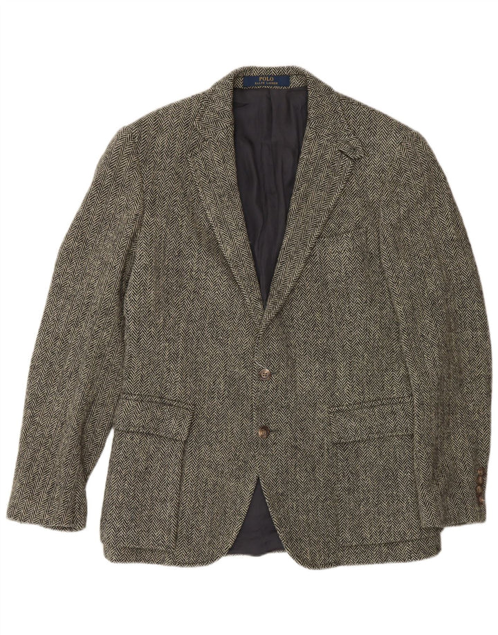 Polo Ralph Lauren Chaqueta Blazer de 2 Botones para Hombre US 40 Grande Gris Chevron Lana