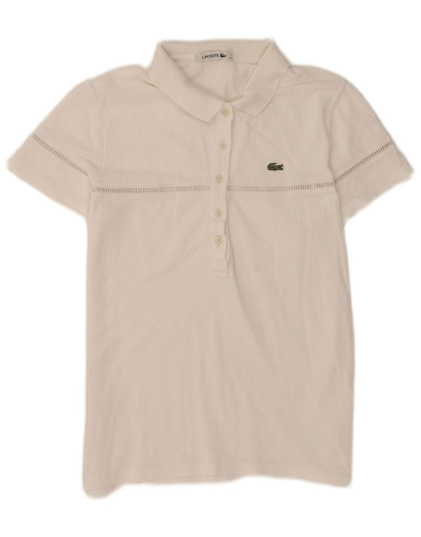 Polo Lacoste Regular Para Mujer Talla 40 Mediano Blanco