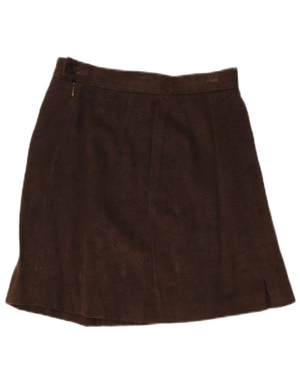 VINTAGE Mujer cintura alta A-Line Falda IT 42 Medio W26 Marrón Floral