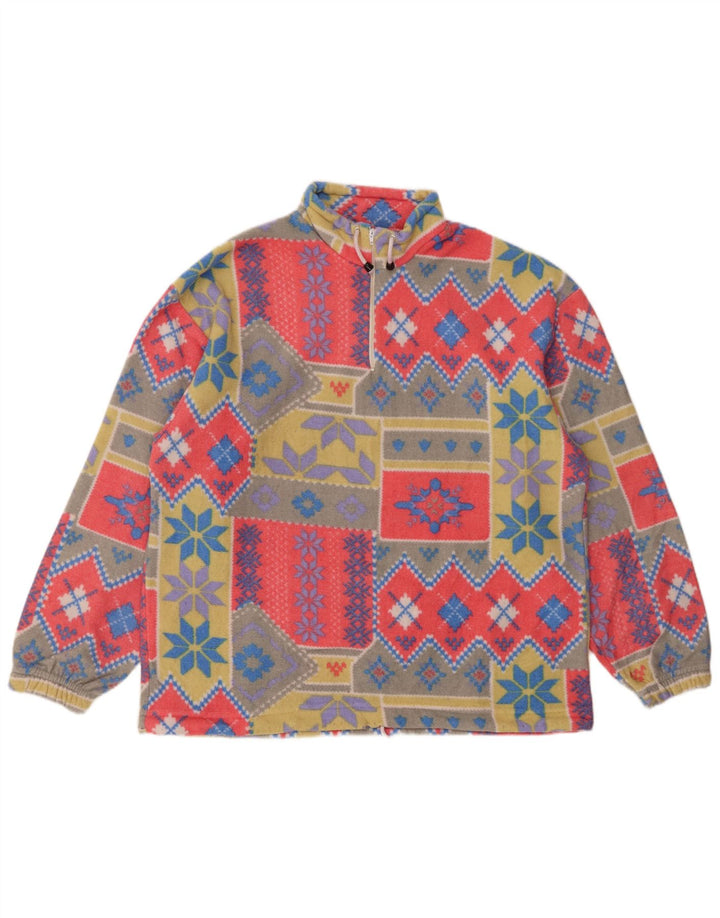 Vintage mujer polar jumper Reino Unido 18 XL multicolor patchwork retro