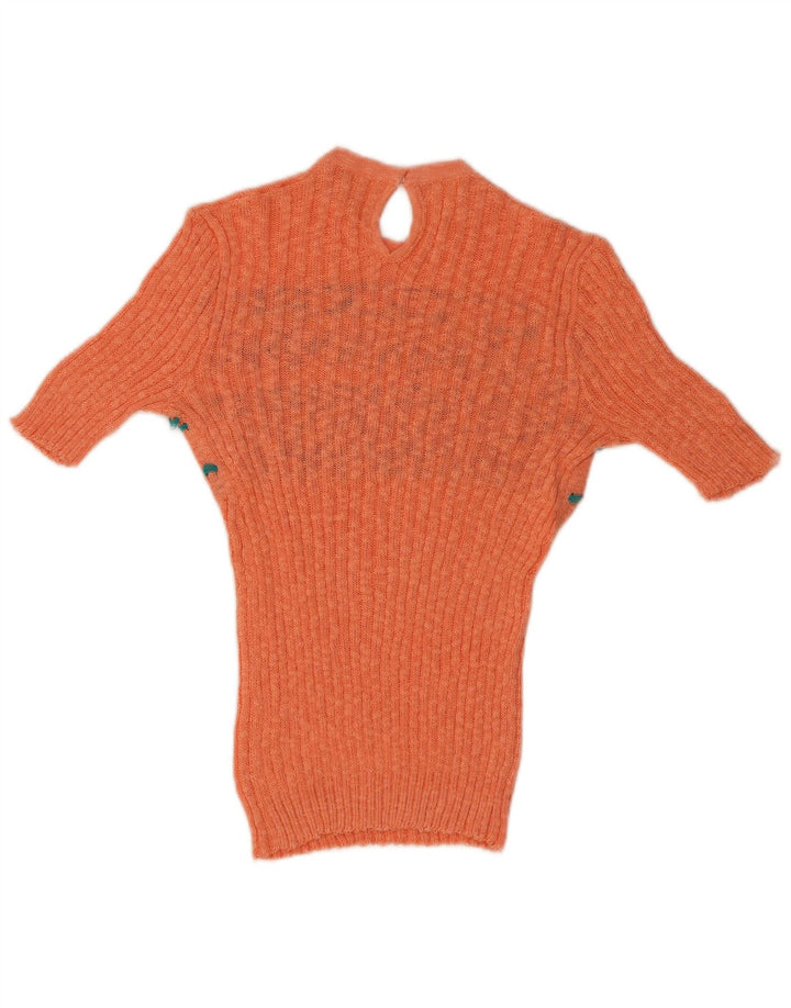 Blusa de punto vintage para mujer Top IT 46 Large Orange Fair Isle