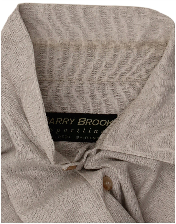 Vintage hombres camisa de manga corta algodón gris grande