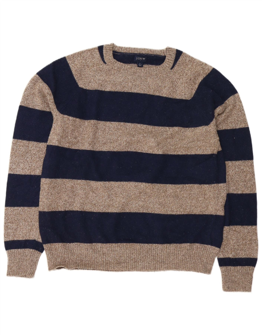 J. CREW Jersey de cuello redondo para hombre, talla grande, poliamida a rayas azul marino