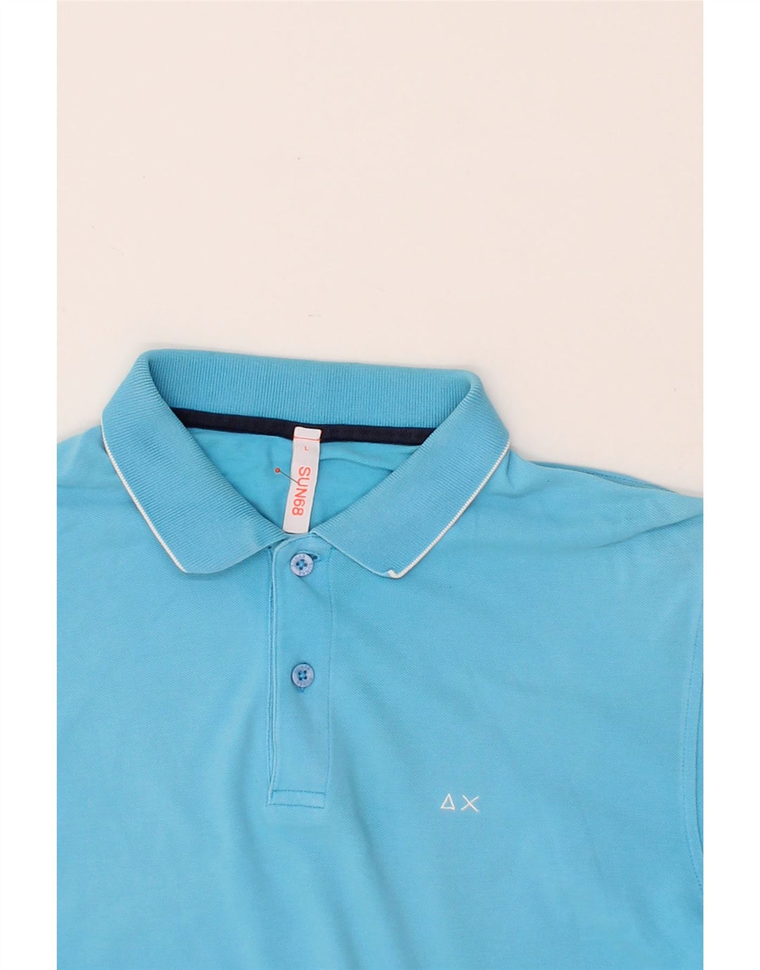 SUN68 Mens Polo Shirt Large Blue Cotton Vintage Sun68 and Second-Hand Sun68 from Messina Hembry 