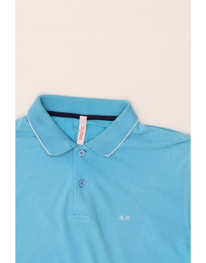 SUN68 Mens Polo Shirt Large Blue Cotton Vintage Sun68 and Second-Hand Sun68 from Messina Hembry 