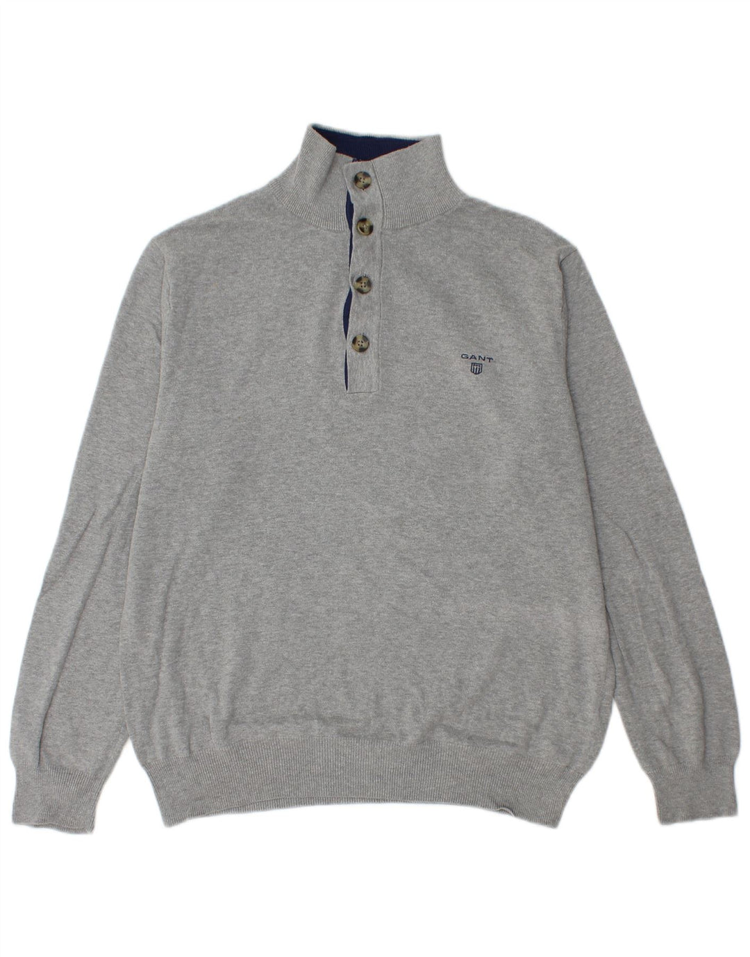 GANT Jersey tipo jersey con cuello abotonado para hombre, talla grande, algodón gris