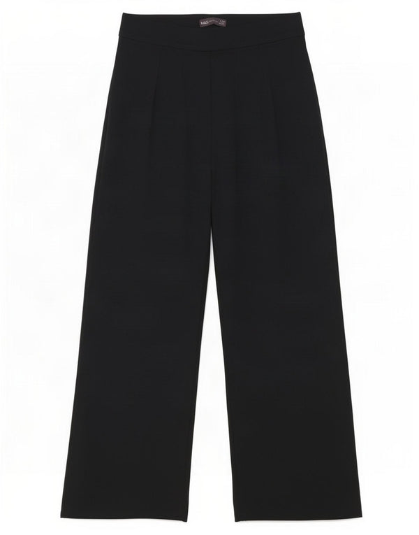 Marks & Spencer Pantalones casuales de cintura alta para mujer UK 12 Medium W28 L27 Azul marino