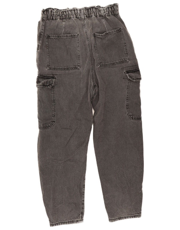 Zara Mujer Crop Cargo Loose Jeans EU 40 Medium W32 L25 Algodón Gris