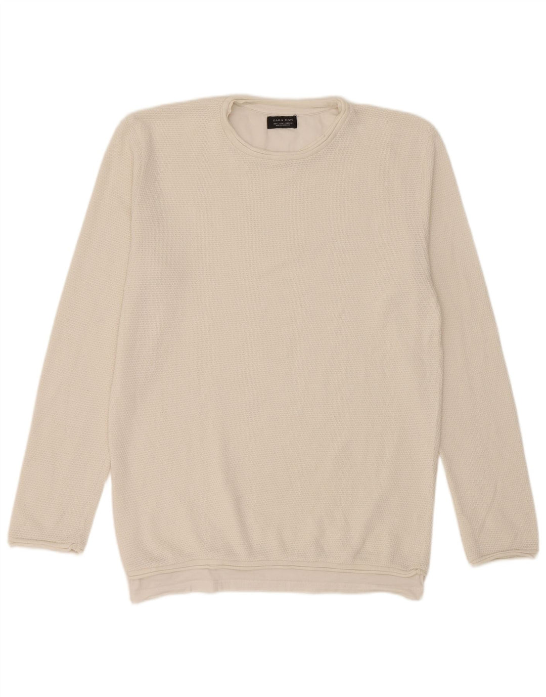 Zara Hombre Jersey De Cuello Redondo Jersey Grande Blanco