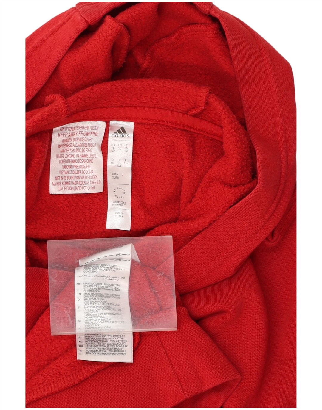 ADIDAS Sudadera con capucha para niño 15-16 años Rojo Algodón