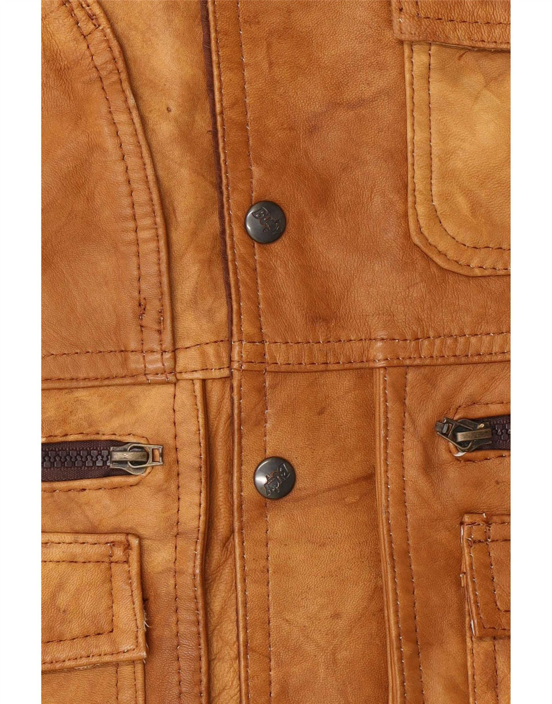 Vintage hombres cuero chaqueta utilitaria Reino Unido 38 marrón medio