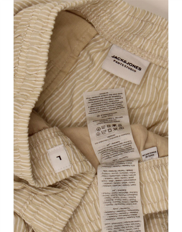 Jack & Jones Mens Sport Shorts Large Beige Pinstripe Poliéster