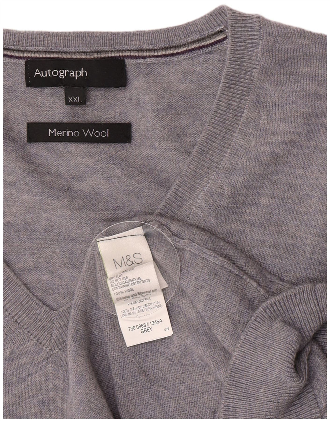 Marks & Spencer Suéter con Cuello en V Autograph para Hombre 2XL Lana Gris