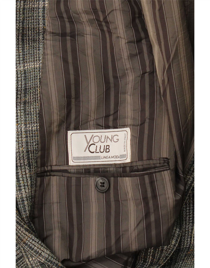 Vintage hombres 2 botones Blazer chaqueta Reino Unido 38 cheque gris medio