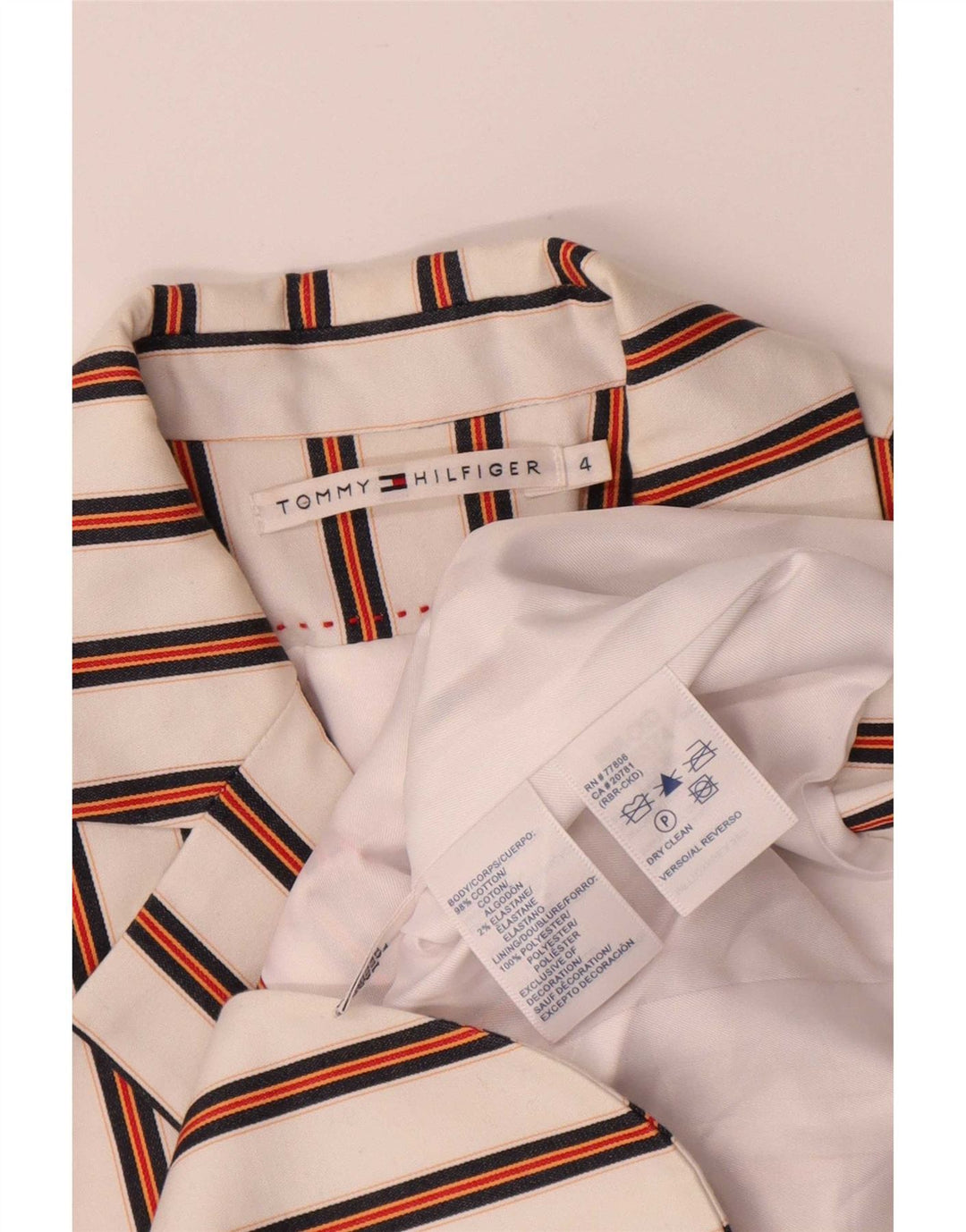 Tommy Hilfiger Chaqueta Blazer de 2 Botones para Mujer US 4 Small White Rayas