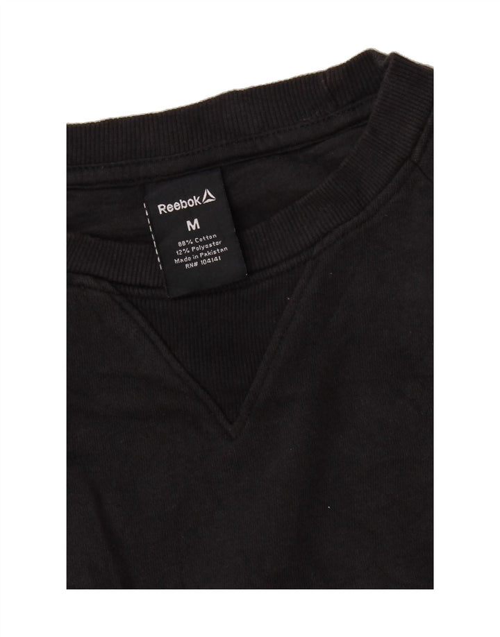 REEBOK Mens Sweatshirt Jumper Medium Black Cotton Vintage Reebok and Second-Hand Reebok from Messina Hembry 
