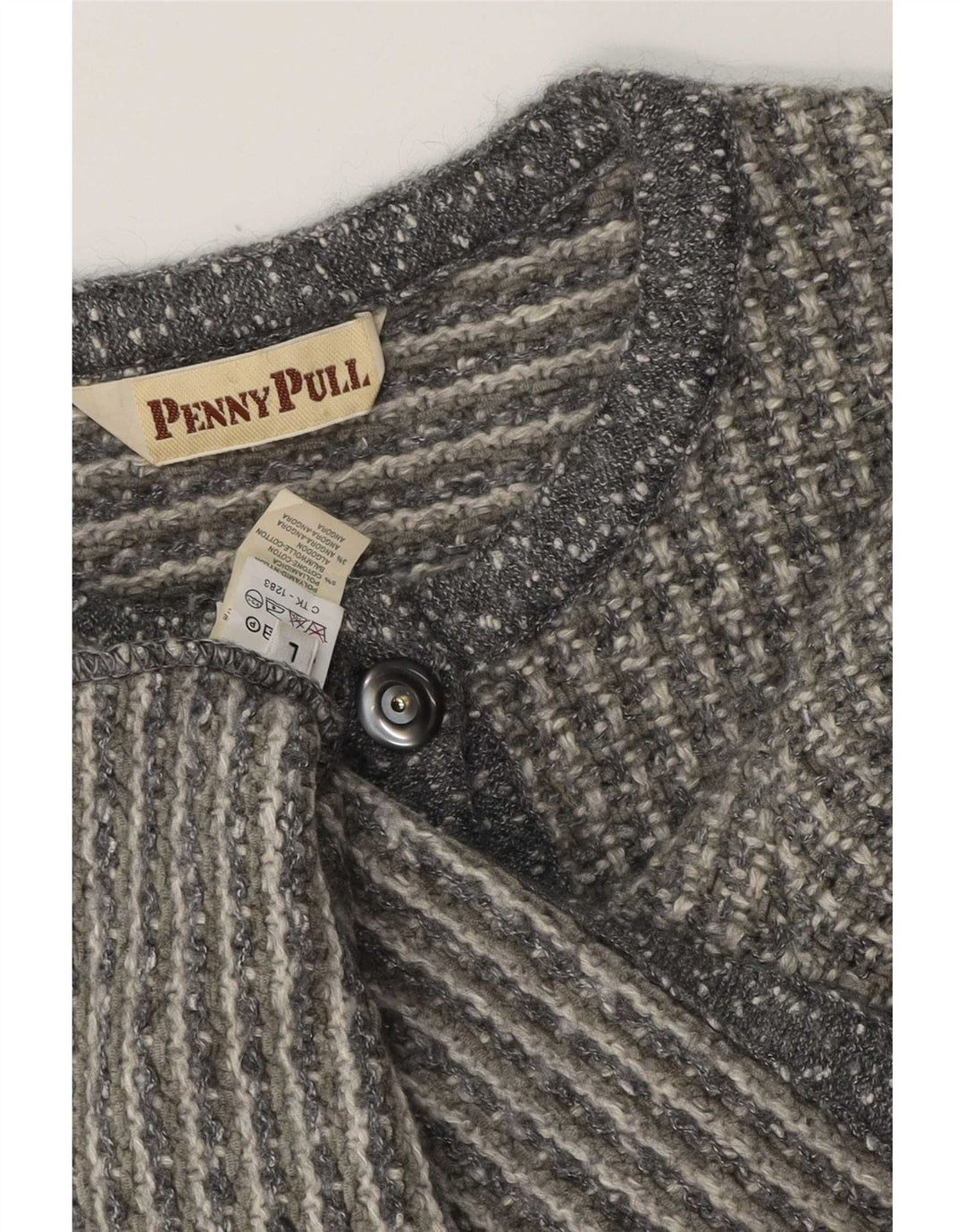 Penny Pull Suéter tipo cárdigan para mujer Reino Unido 46 Acrílico gris grande
